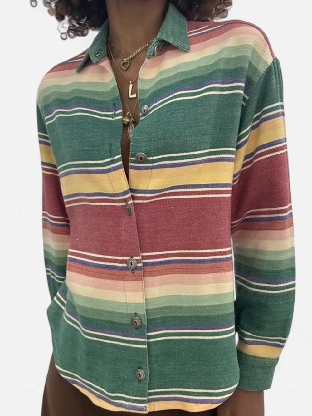 Vintage Double D Ranchwear Striped serape Western Button-Up RTL $245 M like new - Picture 2 of 8